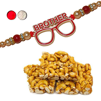 "Rakhi - ZR-5110 A-027 (Single Rakhi), 250gms of KajuPakam - Click here to View more details about this Product